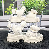 Босоніжки дитячі для дівчинки LiLin білі на платформі 5857