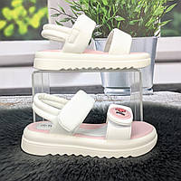 Босоніжки дитячі для дівчинки Tom.M білі з рожевим на липучках 5861