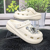 Крокси дитячі для дівчинки Fashion білі з джибітсами 5653-2