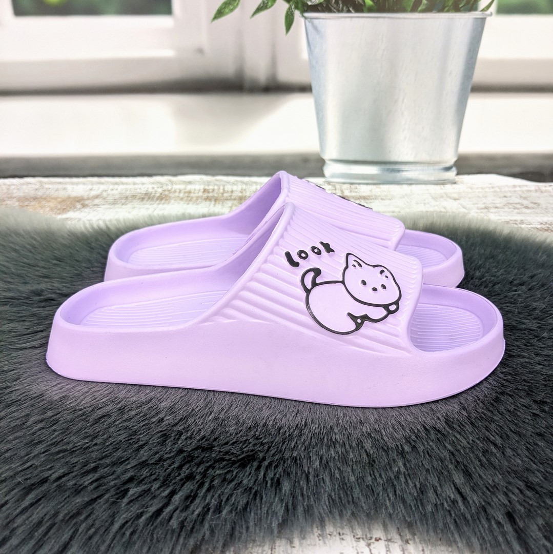 Шльопанці сланці жіночі Tap Mal бузкові (лаванда) пінкові з котиком 4411