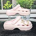 Крокси жіночі Fashion рожеві з джибітсами на об'ємній підошві 4849-2, фото 2