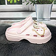 Крокси жіночі Fashion рожеві з джибітсами на об'ємній підошві 4849-2, фото 3