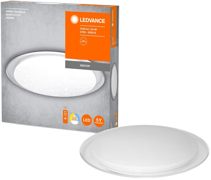 Світильник світлодіодний Orbis Sparkle з пультом ДК 24 Вт білий  4058075633179, фото 1