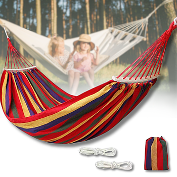 Підвісний гамак для відпочинку 200х80 см тканинний з планкою