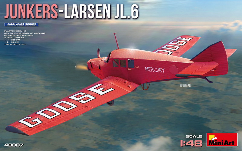 Пластикова модель 1/35 MiniArt 48007 німецькийпасажирський літак Junkers-Larsen JL.6