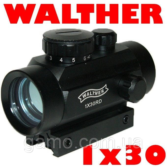 Колліматорний приціл Walther 1x30RD з кріпленням 11м і 21ммм, Колліматор