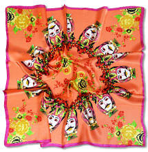 Красивый женский платок 90 на 90 Dress #740_6 коралловый