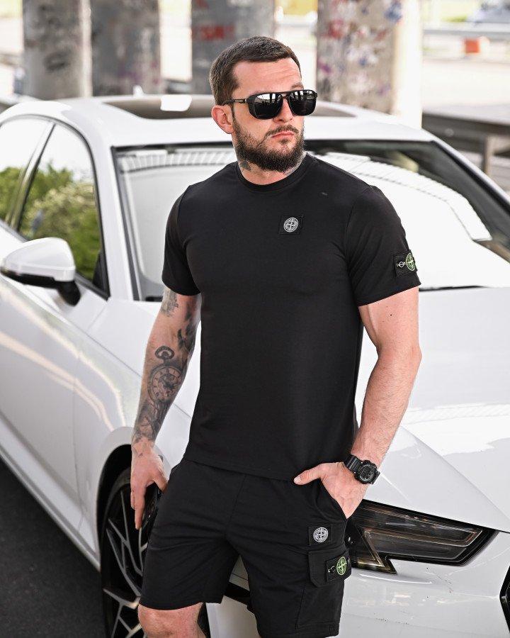 Чоловічий літній костюм Stone Black  шорти та футболка для активного відпочинку та спорту