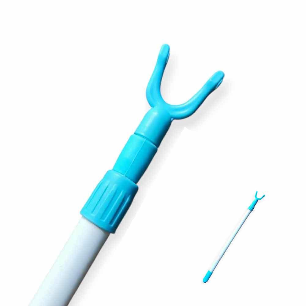 Палка знімач телескопічна для зняття та розвішування одягу 121 см з пластиковим гачком, фото 1