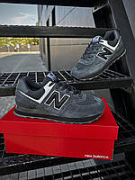 Кросівки New Balance 574 для жінок стильне взуття із замші темно-сірого кольору з комфортною підошвою
