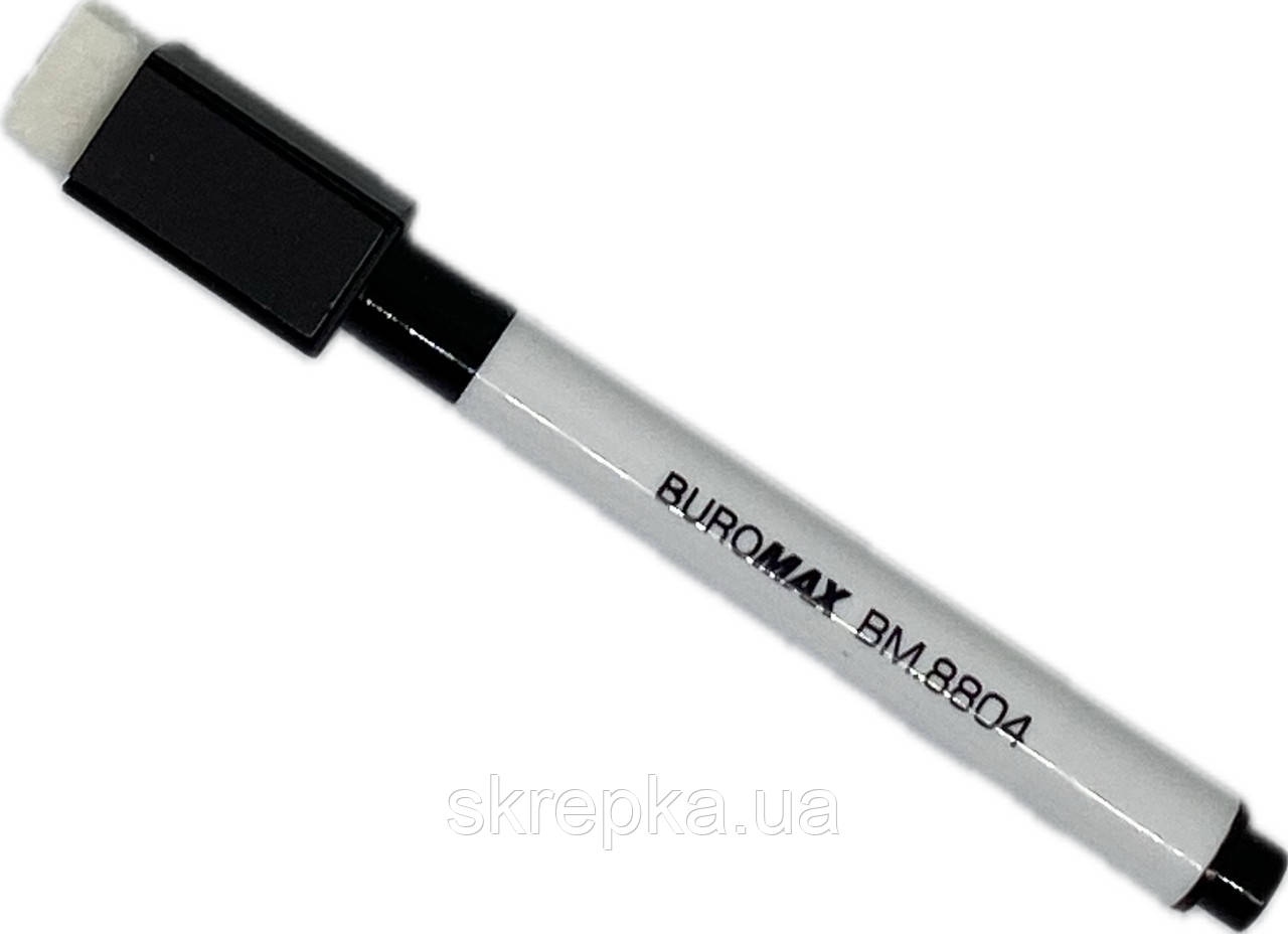 Маркер для магн. дошок Buromax 8804 міні чорний 1-2 мм з магнітом і губкою, фото 1