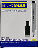 Маркер для магн. дошок Buromax 8804 міні чорний 1-2 мм з магнітом і губкою, фото 3