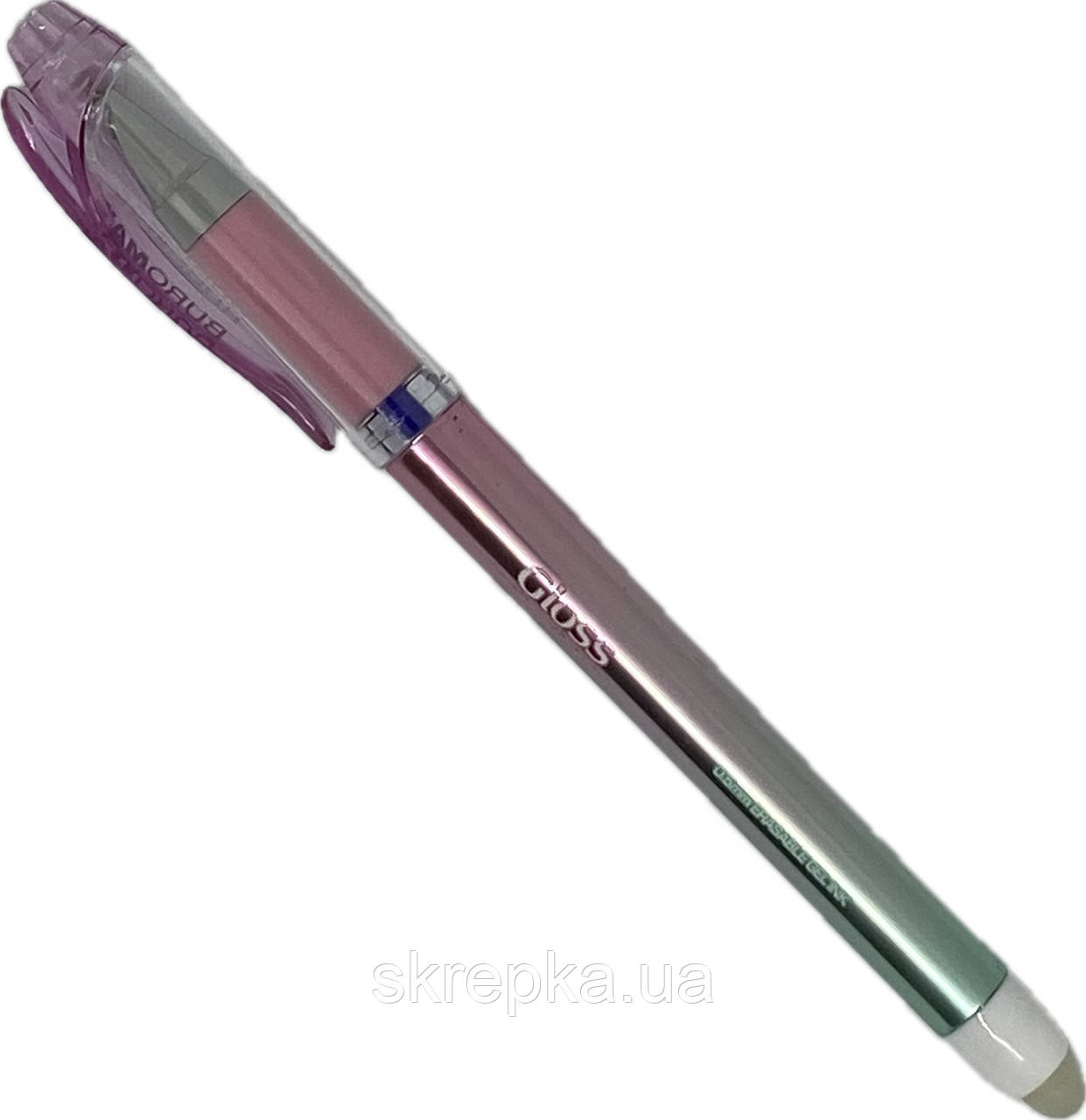 Ручка гелева Buromax 8312 "Пиши-стирай" GLOSS 0.5мм перлинний корпус з резиновим грипом синій, фото 1