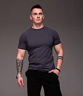 Чоловіча футболка реглан сіра короткий рукав однотонна бавовна Україна