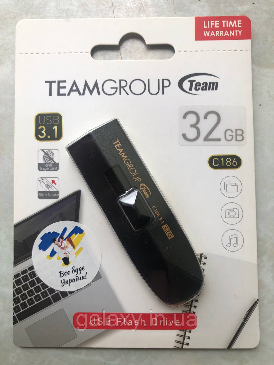 Флеш-накопичувач 32GB USB3.1 TeamGroup C186 Black, фото 1