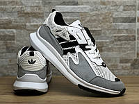 Кросівки чоловічі Adidas Grey-White нубук-сітка