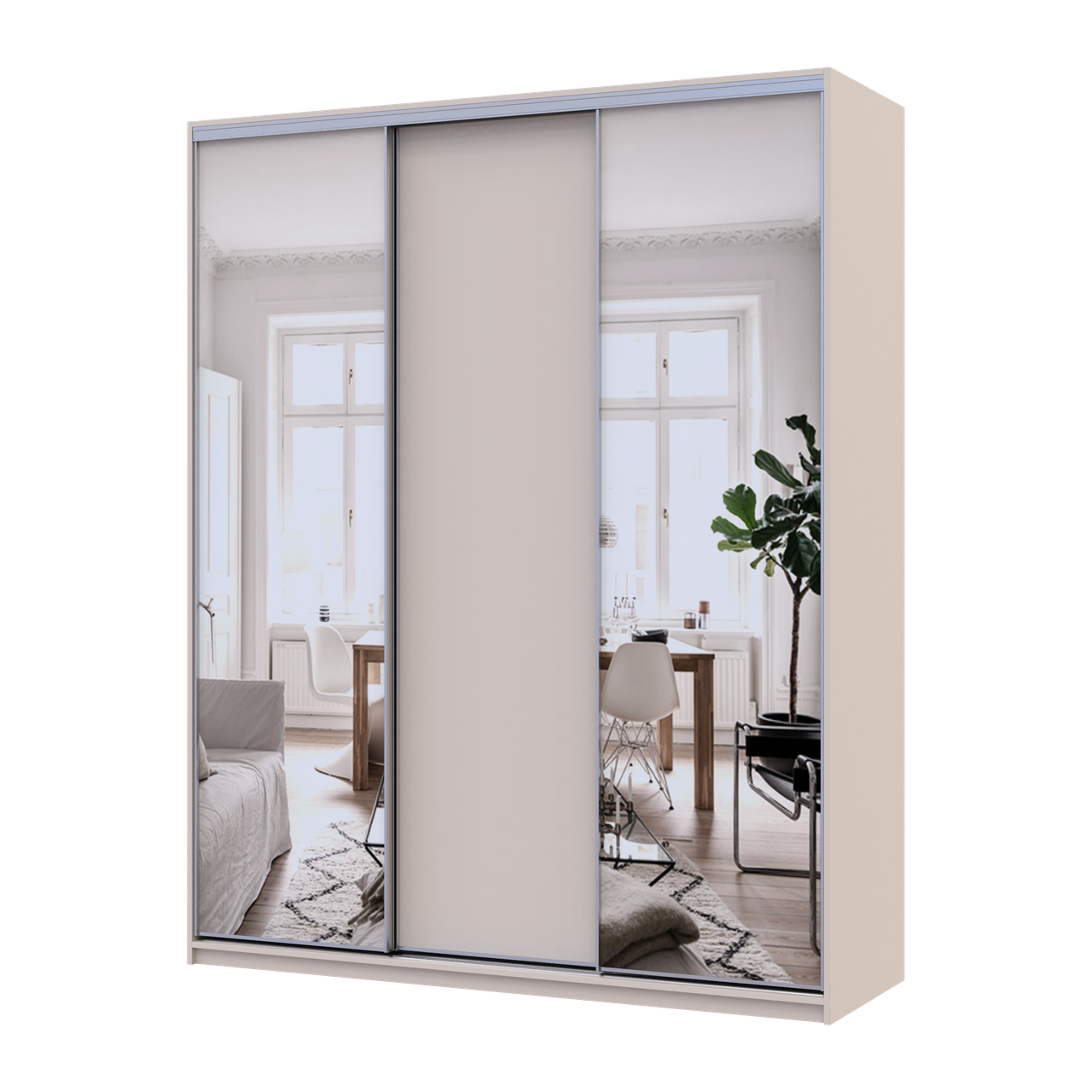 Шафа купе Doros Сіті Лайт Кашемір 1 ДСП / 2 дзеркала 180х60х225 (80736368), фото 1