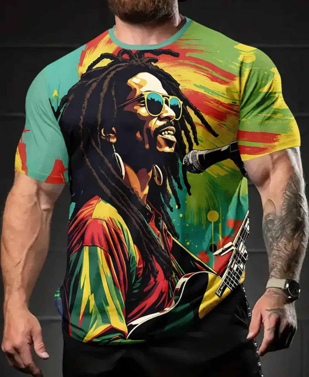 Футболка чоловіча яскрава з дизайном Боба Марлі, фото 1