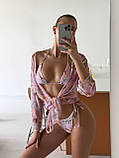 Купальник з накидкою, купальник з тропічним принтом рожевий, фото 4