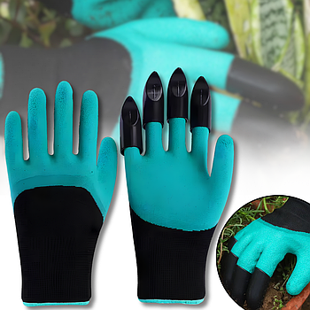 Рукавички для садових робіт GardenGloves з насадками-кігтями