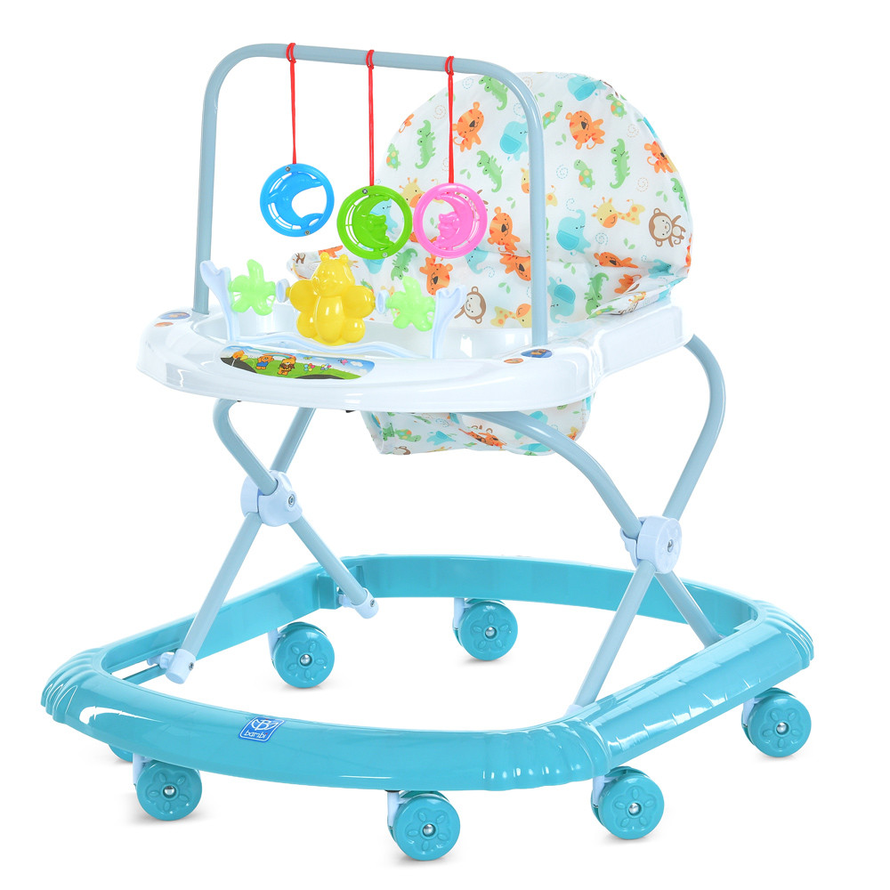 Ходунки дитячі Bambi M 0591-5 Light Blue (музика, ігрова панель, пластикові колеса, регулювання по висоті)