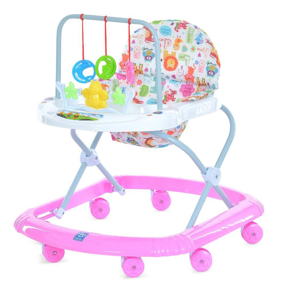 Ходунки дитячі Bambi M 0591-5 Pink (музика, ігрова панель, пластикові колеса, регулювання по висоті)
