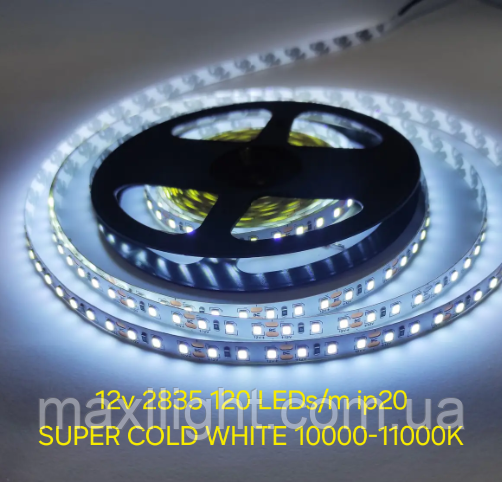 LED стрічка 12V BIOM Standart (smd 2835) 120LEDs/м IP20 супер холодний білий (10000-11000K)