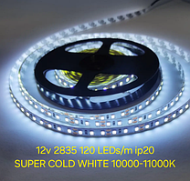 LED стрічка 12V BIOM Standart (smd 2835) 120LEDs/м IP20 супер холодний білий (10000-11000K)