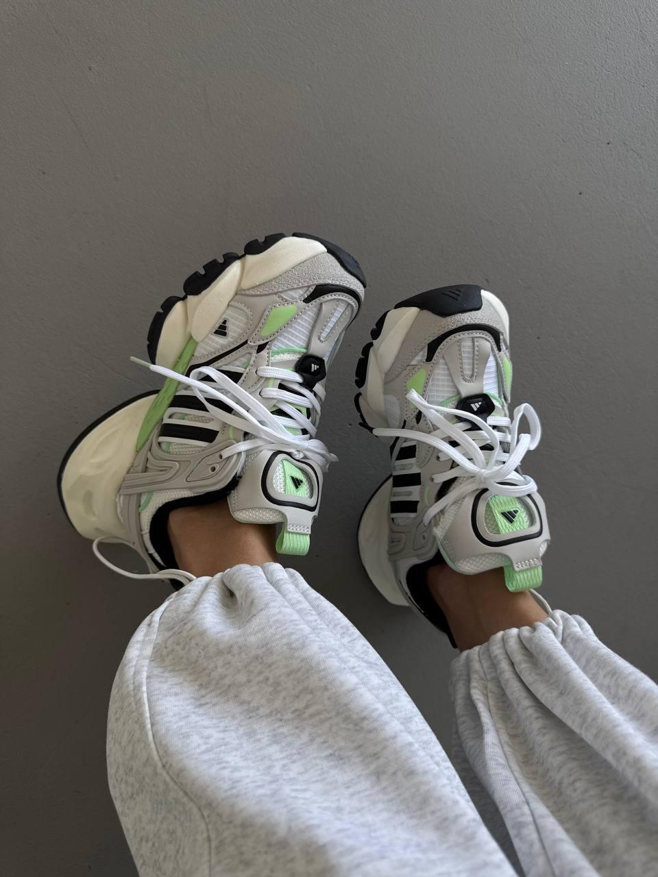 Сірі демісезонні текстильні жіночі кросівки ADIDAS XLG RUNNER WHITE / ACID Адідас Венто шкіра сітка, фото 1