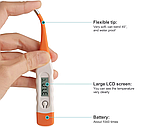 Термометр електронний із гнучким наконечником, 1 шт (помаранчевий), фото 3