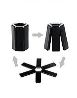 Складана підставка під гаряче з ABS пластику 19×19 см чорна термостійка на кухню. Підставка для кухні, фото 3