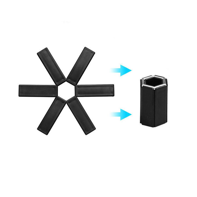 Складана підставка під гаряче з ABS пластику 19×19 см чорна термостійка на кухню. Підставка для кухні, фото 1