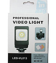 Накамерне компактний світлодіодний світло LED-VL013 + AB + З/У. 500K (3200K/фільтр)., фото 2