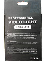 Накамерне компактний світлодіодний світло LED-VL013 + AB + З/У. 500K (3200K/фільтр)., фото 3