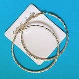 Сережки Кільця Рифлені 7 см Метал Колір Срібло Уцінка, фото 2