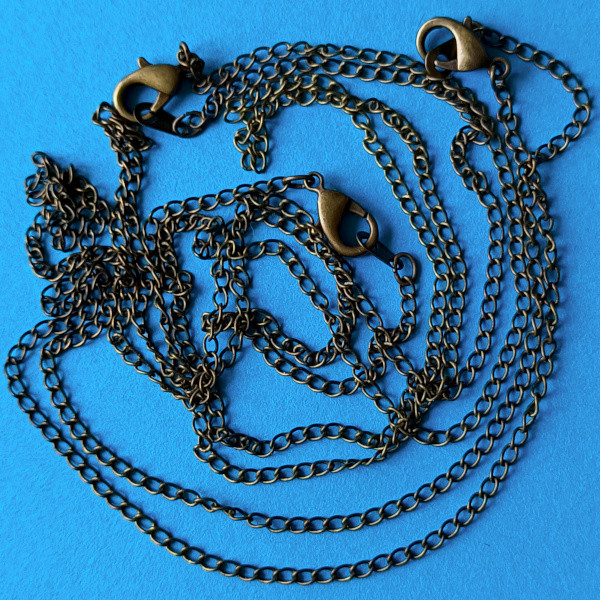Основа ланцюг із замком 3 шт 3х2 мм 43 см для біжутерії метал колір бронза, фото 1