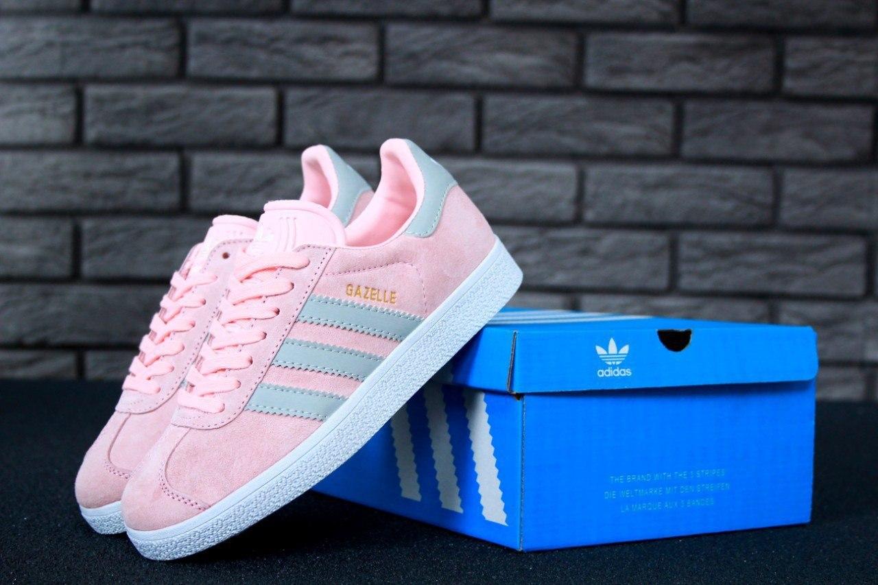 Кросівки жіночі Adidas Gazelle Pink Grey Рожеві з сірим Кеди Адідас Газель замшеві демісезон, фото 1