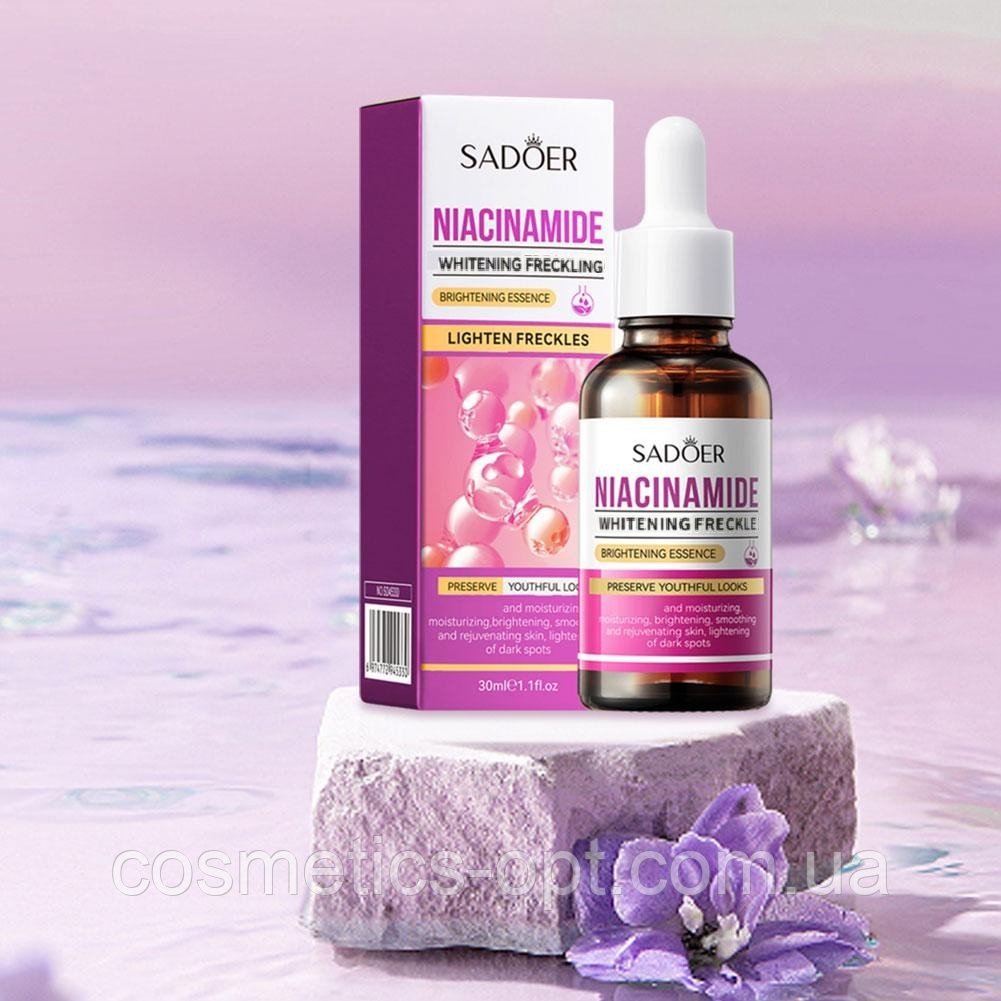 Освітлювальна сироватка з ніацинамідом Sadoer Niacinamide Whitening Freckle Essence, 30 мл, фото 1