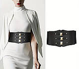 Жіночий широкий пояс корсет-резинка чорний, фото 4