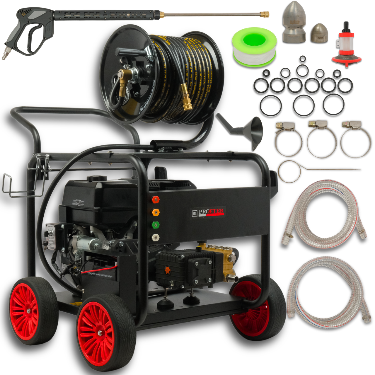 Бензинова гідродинамічна машина для прочистки труб Profter QK-1540 (150 бар.30м.)