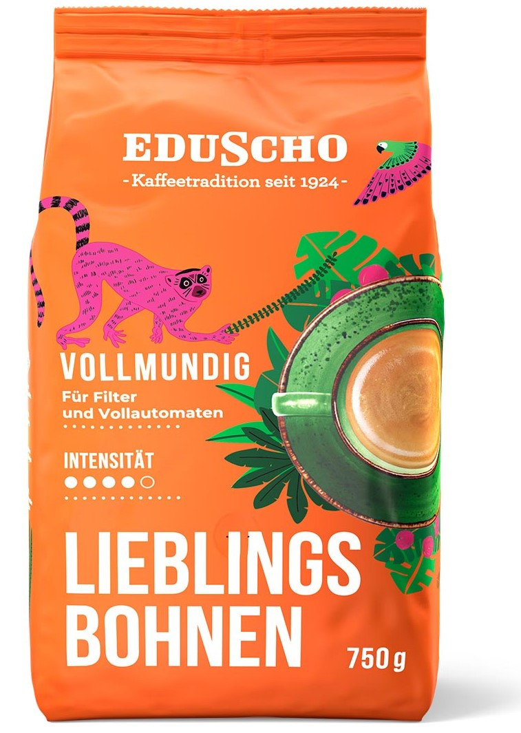 Кава в зернах Eduscho VOLLMUNDIG Lieblings Bohnen 750г Німеччина (насичена кава з нотками темного шоколаду та спецій)