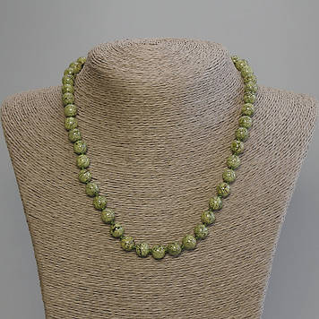 Намисто Змійовик прес гладка кулька 8мм +-L-50см+- з замочком