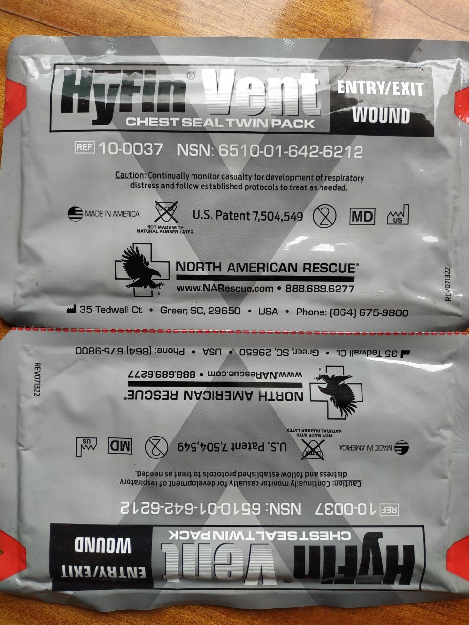 Оклюзійна наліпка HyFin Vent Chest Seal Twin Pack (комплект), фото 1