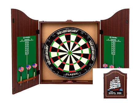 Дартс з кабінетом мішень 45см сизаль Winmax The Ships Inn 6 дротиків, фото 1