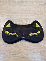 Маска для сну атласна з вишивкою чорний