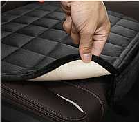 Автомобільна подушка для сидіння. Накидка на сидіння авто велюрова чорна 50×50 см, фото 8