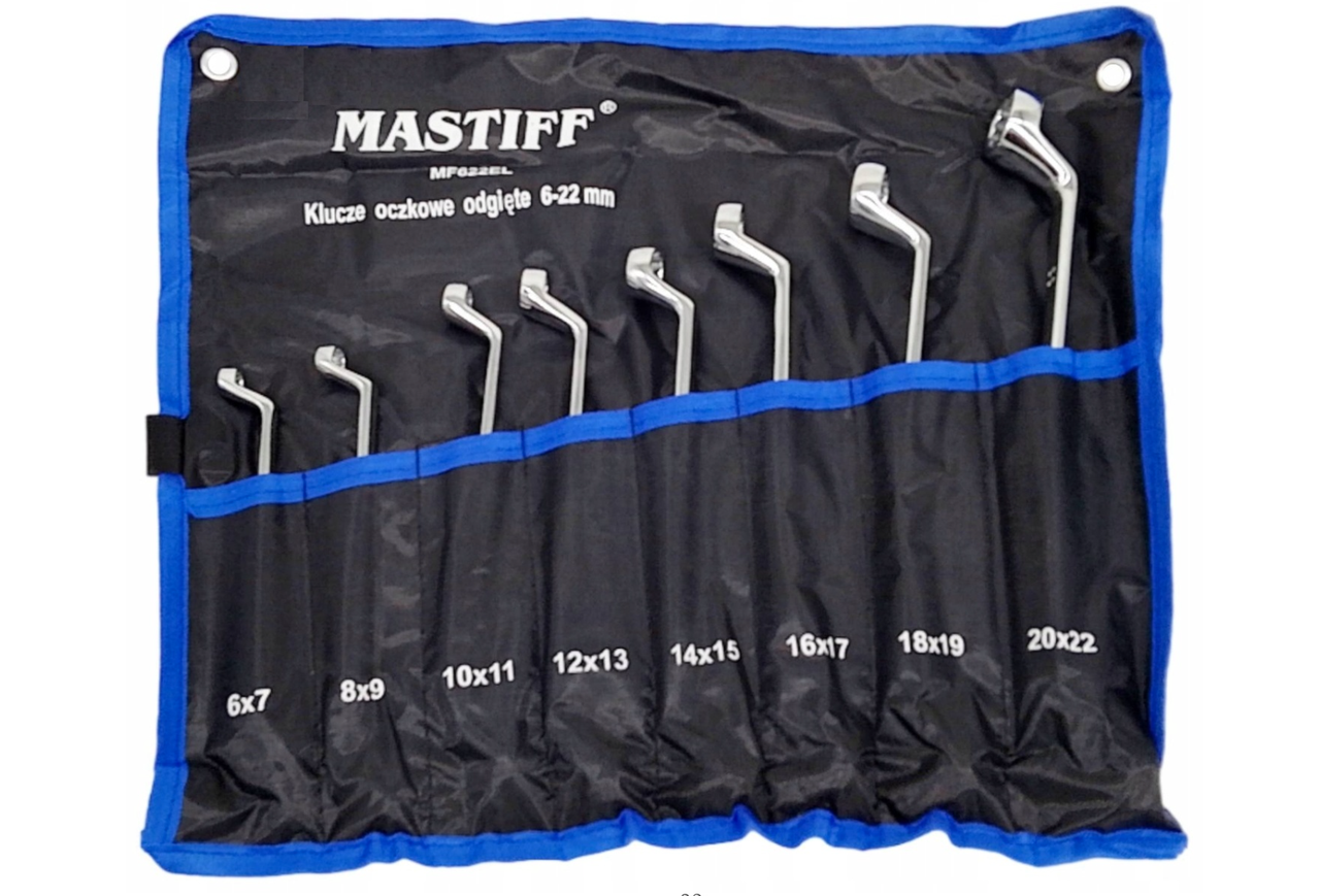 Набір ключів накидних 8 шт, 6-22 мм CrV Mastiff MF622EL, фото 1