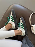 Білі шкіряні жіночі кросівки Adidas Samba Platform White / Green premium / Демісезонні кросівки Адідас Самба, фото 7