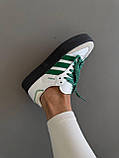 Білі шкіряні жіночі кросівки Adidas Samba Platform White / Green premium / Демісезонні кросівки Адідас Самба, фото 8