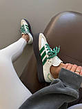 Білі шкіряні жіночі кросівки Adidas Samba Platform White / Green premium / Демісезонні кросівки Адідас Самба, фото 6